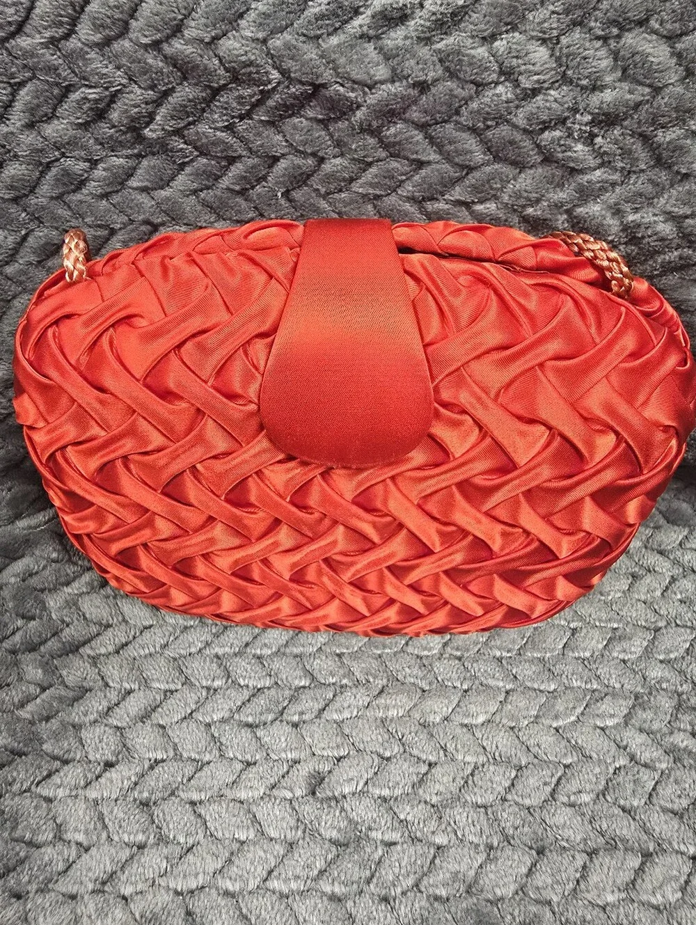 Vintage Sharif Red Satin Woven Evening Clutch